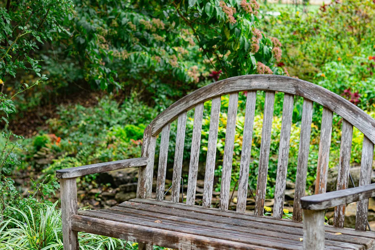 Banc de bois ancien dans un jardin